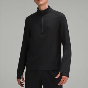 LULULEMON NWT Waffle-Knit Half Zip Men's Black Sweater
